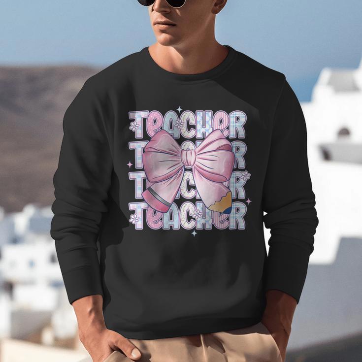 Teacher Bow Pencil Flowers Teacher Back To School Unisex Sweatshirt, funny gift Teacher Bow Pencil Flowers Teacher Back To School Unisex Sweatshirt, funny gift