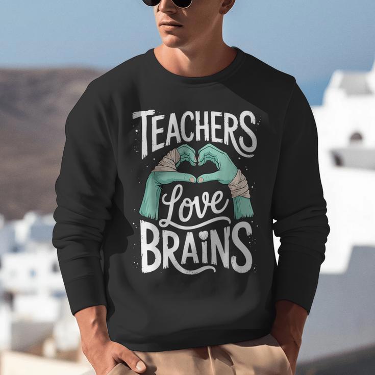 Teacher Halloween Shirt Women Men Teachers Love Brains Unisex Sweatshirt, funny gift