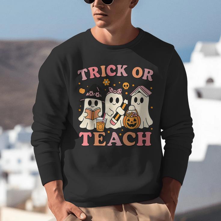 Teacher Halloween Trick Or Teach Cute Ghost Coffee Pumpkins Unisex Sweatshirt, funny gift Teacher Halloween Trick Or Teach Cute Ghost Coffee Pumpkins Unisex Sweatshirt, funny gift