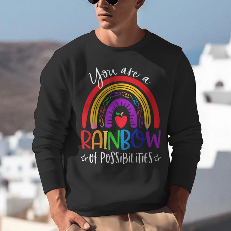 Teacher You Are a Rainbow Of Possibilities Funny Unisex Sweatshirt, funny gift Teacher You Are a Rainbow Of Possibilities Funny Unisex Sweatshirt, funny gift