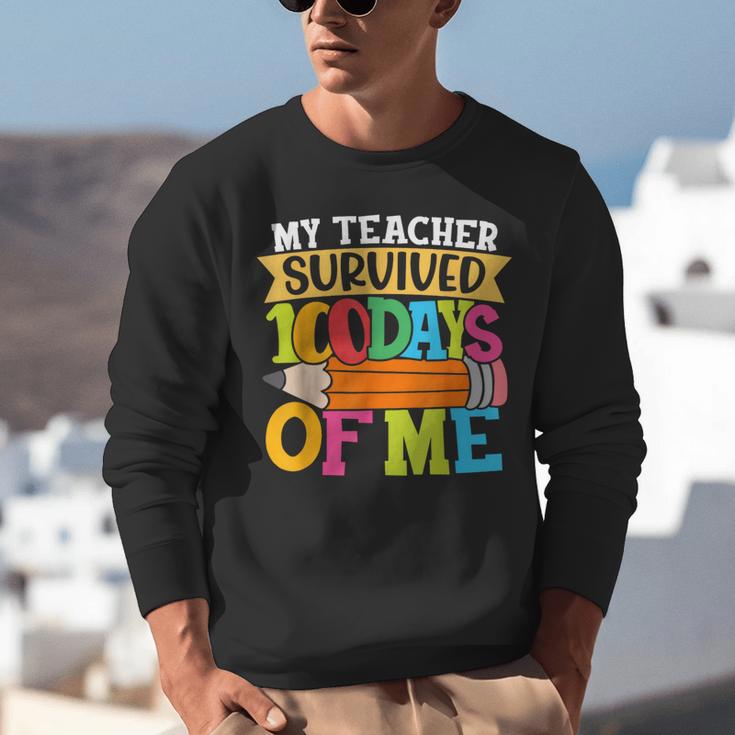 My Teacher Survived 100 Days Of Me 100th Day Of School Kids Unisex Sweatshirt, funny gift My Teacher Survived 100 Days Of Me 100th Day Of School Kids Unisex Sweatshirt, funny gift