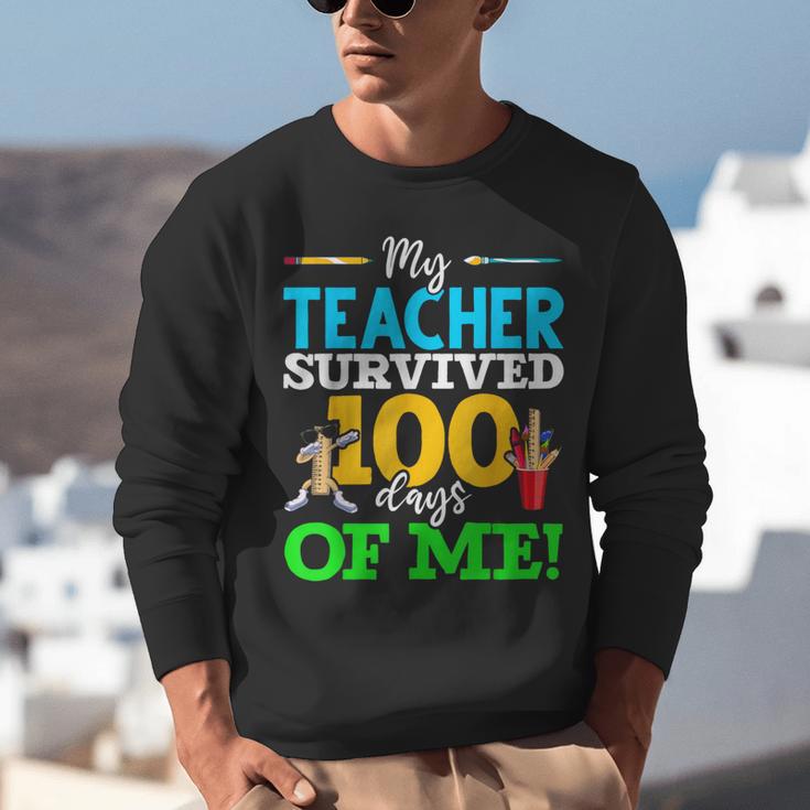 My Teacher Survived 100 Days Of Me Dab 100 Days Of School For Men Women Kids Unisex Sweatshirt, funny gift My Teacher Survived 100 Days Of Me Dab 100 Days Of School For Men Women Kids Unisex Sweatshirt, funny gift