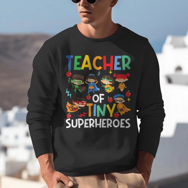 Teacher Of Tiny Superheroes Teach 100th Day Of School Men Women Girls Kids Unisex Sweatshirt, funny gift