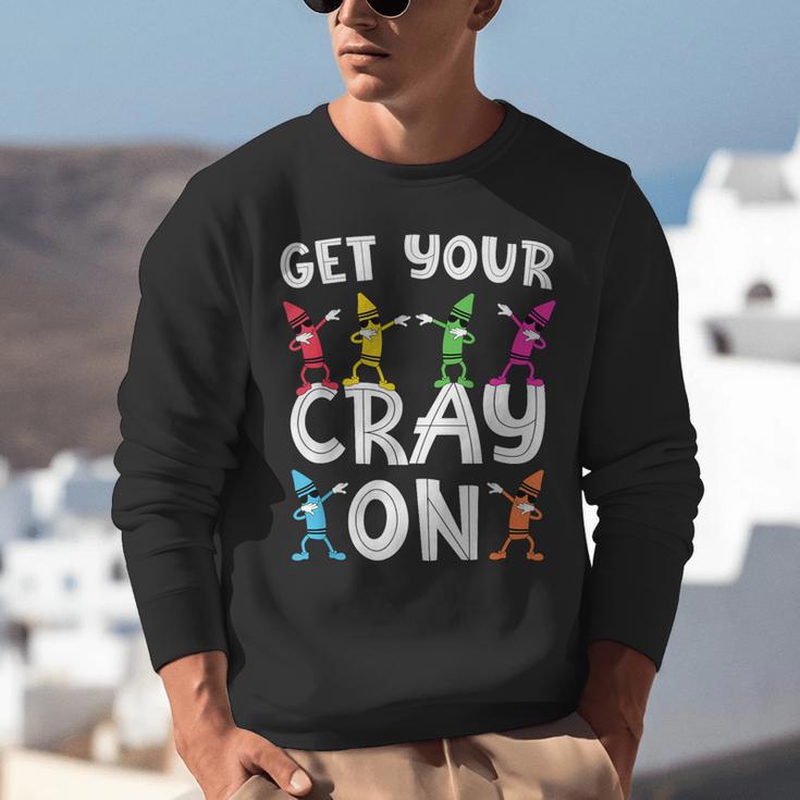 Teacher's Get Your Cray On Dabbing Crayons Unisex Sweatshirt, funny gift Teacher's Get Your Cray On Dabbing Crayons Unisex Sweatshirt, funny gift
