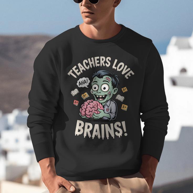 Teachers Love Brains Shirt Men Women Teacher Halloween Unisex Sweatshirt, funny gift