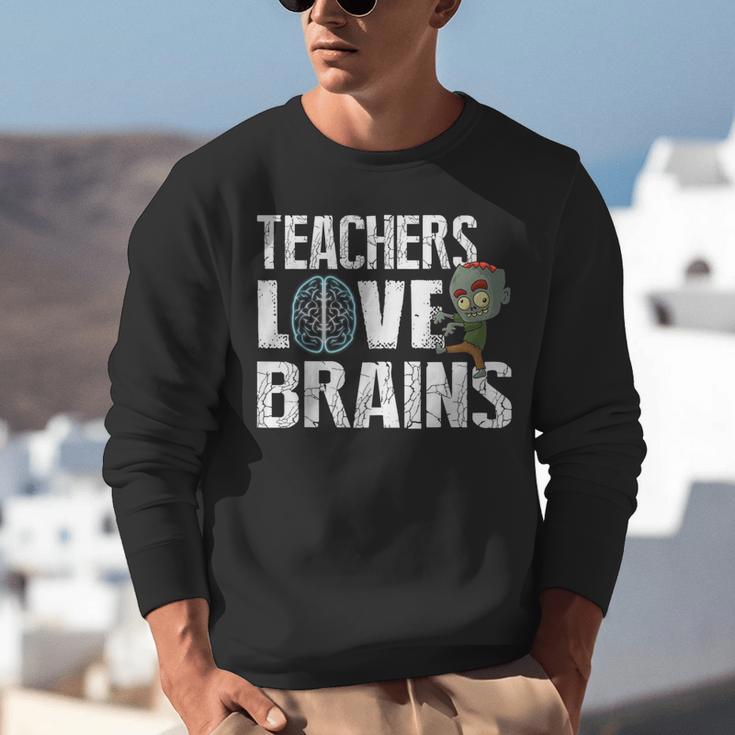 Teachers Love Brains Zombie Halloween Hilarious Unisex Sweatshirt, funny gift