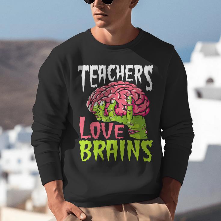 Teachers Love Brains Zombie Teacher Halloween Zombies Unisex Sweatshirt, funny gift