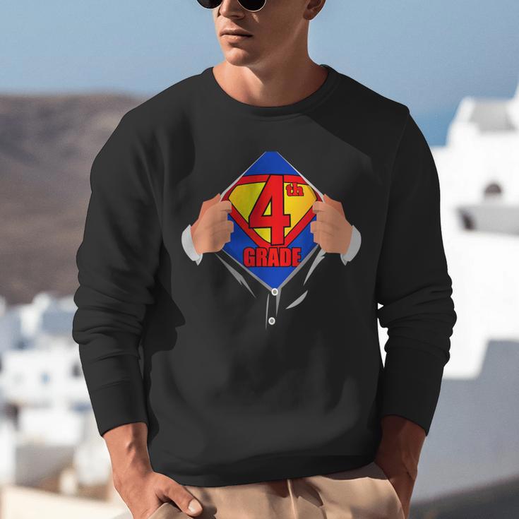 Teachers Are Superheroes 4th Grade Super Teacher Staff Men Women Unisex Sweatshirt, Super Teacher Sweatshirts, 4th Grade Teacher Sweatshirts, funny gift