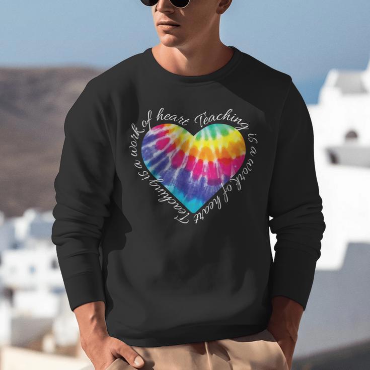 Teaching Is a Work Of Heart Tie Dye Hippie For Teacher For Men Women Girls Kids Unisex Sweatshirt, funny gift Teaching Is a Work Of Heart Tie Dye Hippie For Teacher For Men Women Girls Kids Unisex Sweatshirt, funny gift