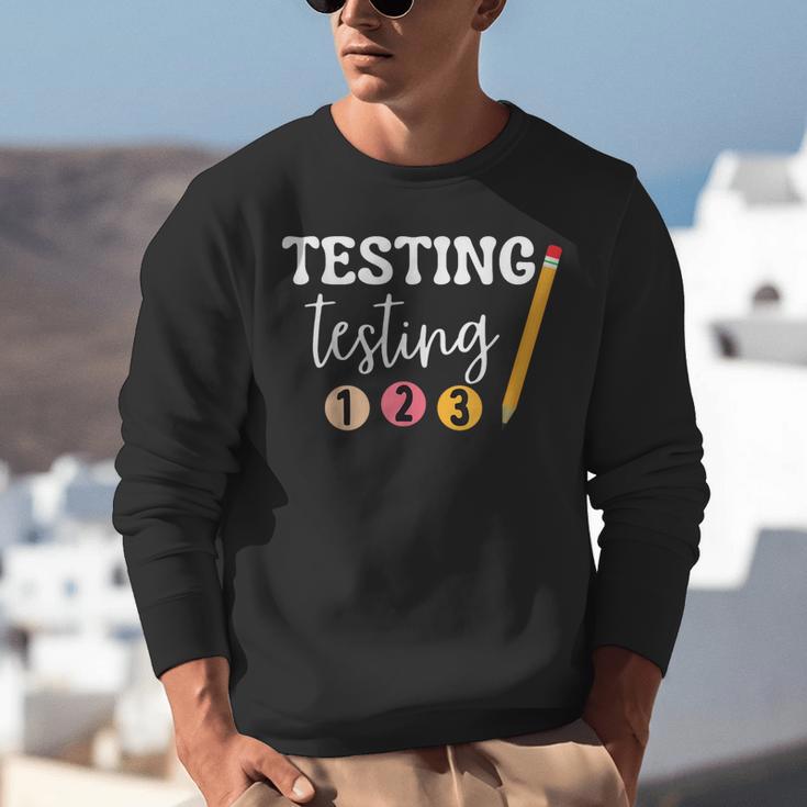 Testing Testing 123 Cute Math Teacher Student Test Day Men Women Girls Kids Unisex Sweatshirt, funny gift