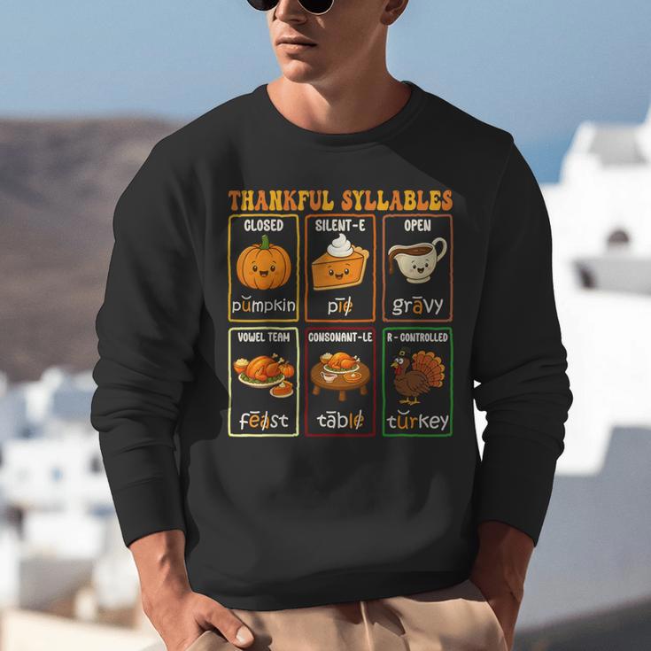 Thankful Syllables Thanksgiving Phonics Reading Teacher Fall Unisex Sweatshirt, funny gift Thankful Syllables Thanksgiving Phonics Reading Teacher Fall Unisex Sweatshirt, funny gift