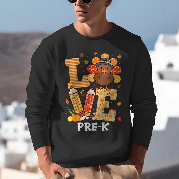 Thanksgiving Love Pre-K Teacher Turkey Autumn Fall For Men Women Girls Kids Unisex Sweatshirt, funny gift
