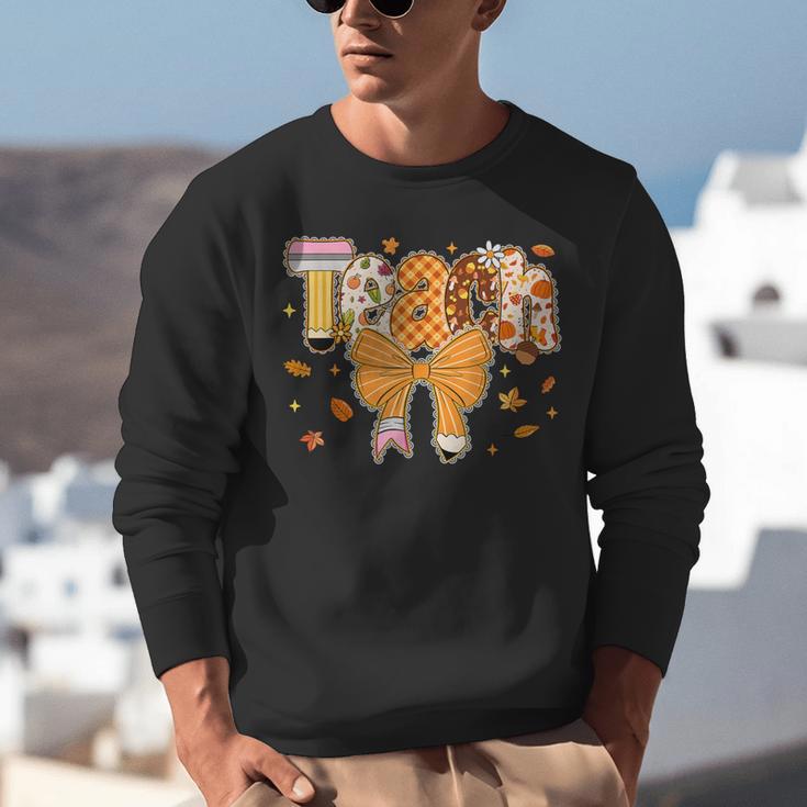 Thanksgiving Teacher Pencil Bow One Thankful Teacher Fall Unisex Sweatshirt, funny gift Thanksgiving Teacher Pencil Bow One Thankful Teacher Fall Unisex Sweatshirt, funny gift