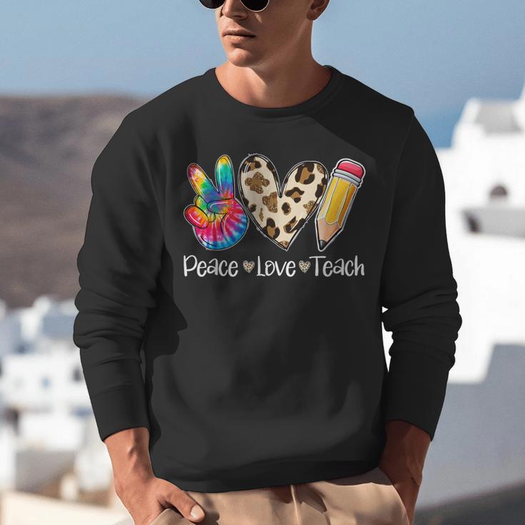 Tie Dye Hippie Peace Love Teach Teacher Appreciation Unisex Sweatshirt, funny gift