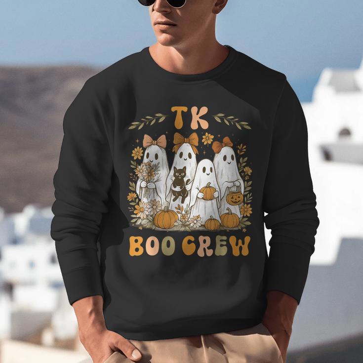 TK Boo Crew Preppy Halloween Floral Ghost TK Teacher Team TK Unisex Sweatshirt, funny gift