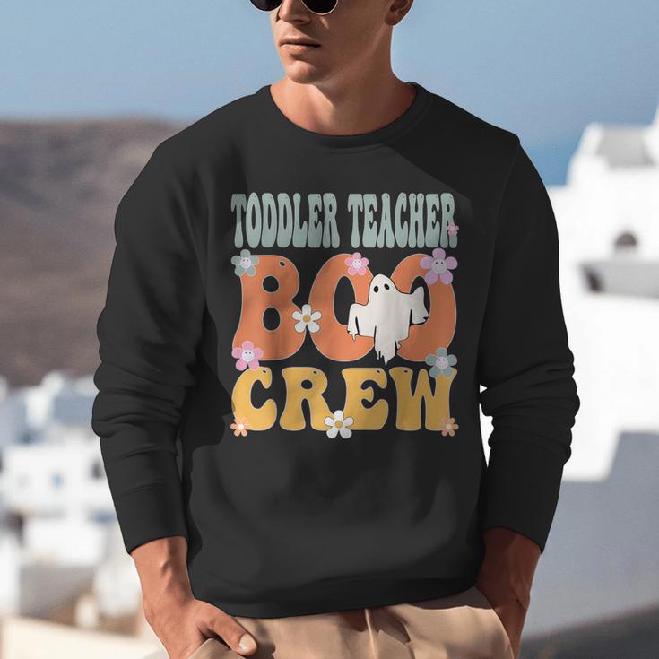 Toddler Teacher Boo Crew Ghost Groovy Halloween For Women Unisex Sweatshirt, Groovy Teacher Sweatshirts, funny gift