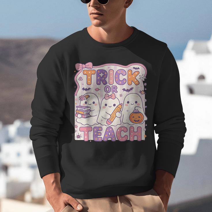 Trick Or Teach Retro Halloween Teacher Look Unisex Sweatshirt, funny gift