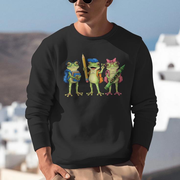 Trio Cute Frogs Welcome Back To School Teachers Girls Boys Unisex Sweatshirt, funny gift Trio Cute Frogs Welcome Back To School Teachers Girls Boys Unisex Sweatshirt, funny gift