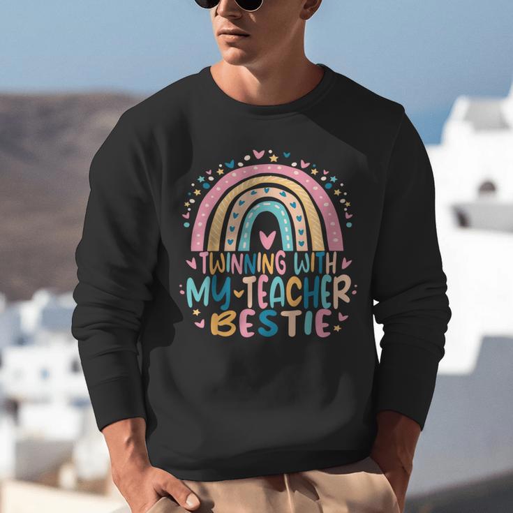 Twinning With My Teacher Bestie Rainbow Matching Teachers Unisex Sweatshirt, funny gift Twinning With My Teacher Bestie Rainbow Matching Teachers Unisex Sweatshirt, funny gift