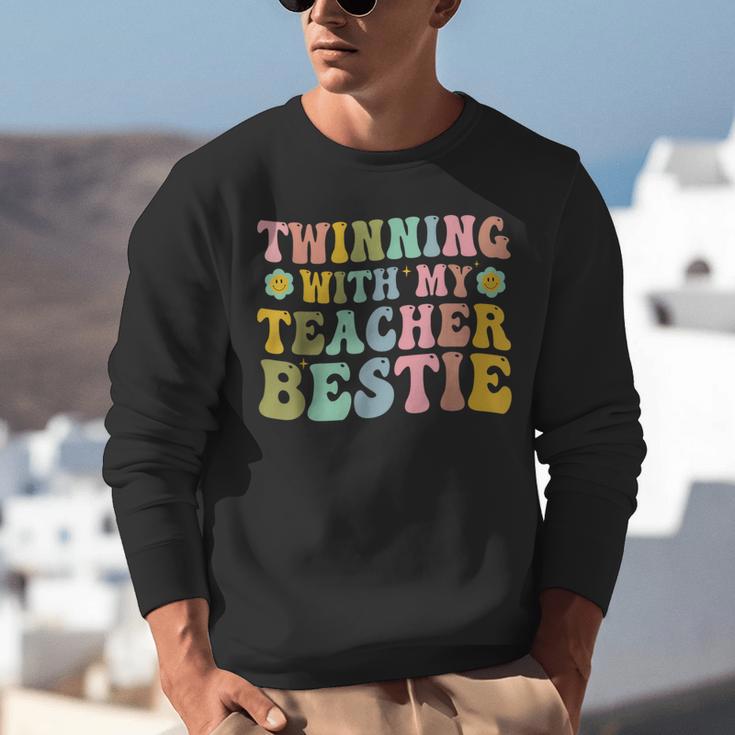 Twinning With My Teacher Bestie Twin Day Matching Teachers For Men Women Girls Kids Unisex Sweatshirt, funny gift