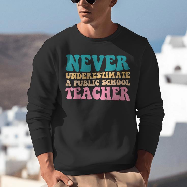 Never Underestimate A Public School Teacher Groovy Women Unisex Sweatshirt, Groovy Teacher Sweatshirts, funny gift Never Underestimate A Public School Teacher Groovy Women Unisex Sweatshirt, Groovy Teacher Sweatshirts, funny gift