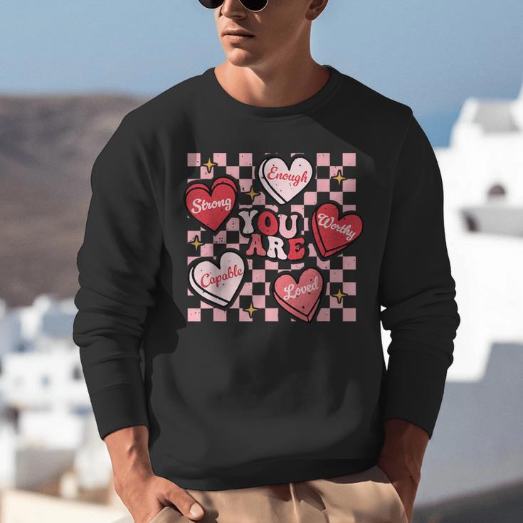 Valentine You Are Loved Worthy Enough Candy Heart Teacher For Men Women Girls Kids Unisex Sweatshirt, funny gift Valentine You Are Loved Worthy Enough Candy Heart Teacher For Men Women Girls Kids Unisex Sweatshirt, funny gift