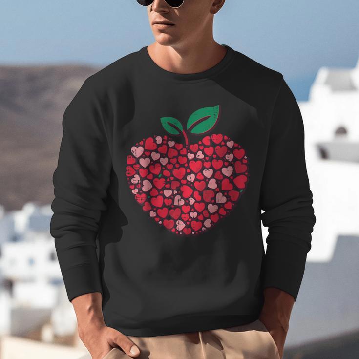 Valentines Day Teacher Hearts Apple Love Teach Women Men Unisex Sweatshirt, funny gift Valentines Day Teacher Hearts Apple Love Teach Women Men Unisex Sweatshirt, funny gift