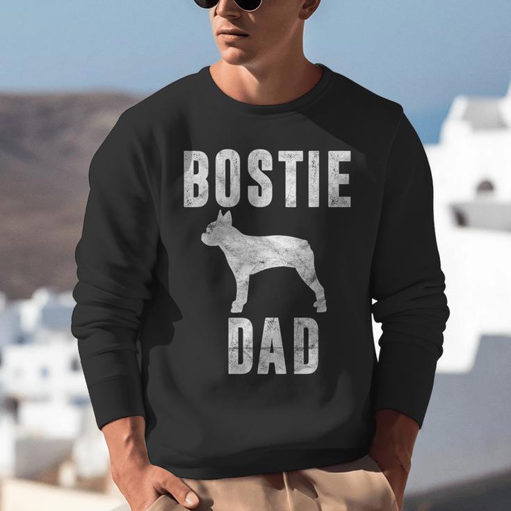 Vintage Boston Terrier Dad Dog Daddy Bostie Father Unisex Sweatshirt, Boston Terrier Dad Sweatshirts, funny gift