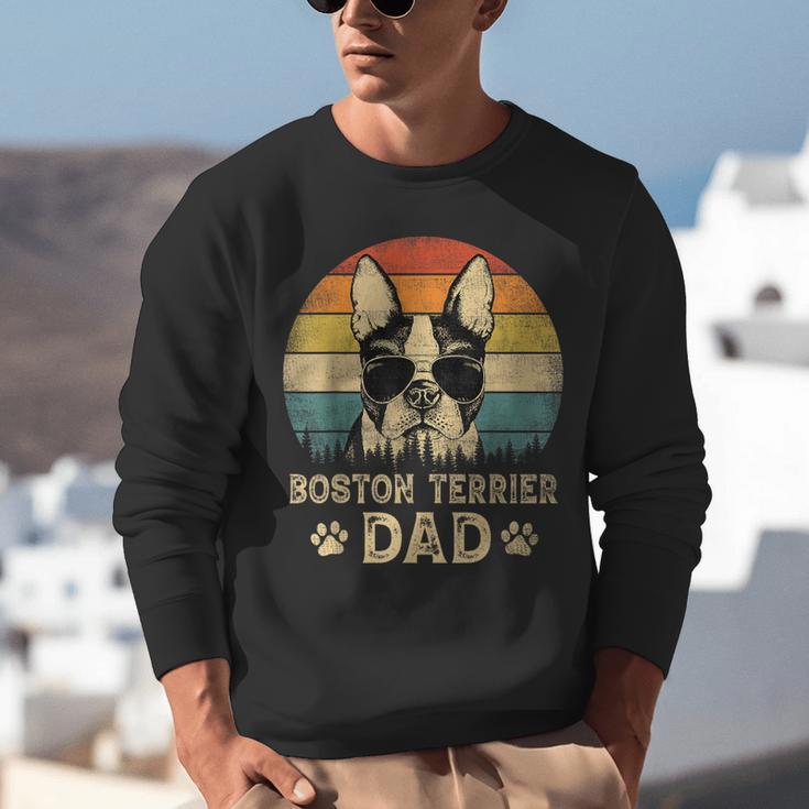 Vintage Boston Terrier Dad Dog Lovers Father's Day Tee Unisex Sweatshirt, Boston Terrier Dad Sweatshirts, funny gift