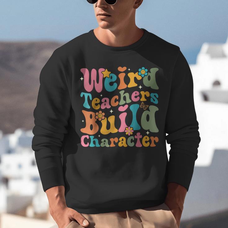 Vintage Teacher Sayings Weird Teachers Build Character For Men Women Unisex Sweatshirt, funny gift