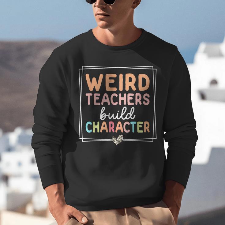 Weird Teachers Build Character Leopard Retro Teacher Unisex Sweatshirt, funny gift Weird Teachers Build Character Leopard Retro Teacher Unisex Sweatshirt, funny gift
