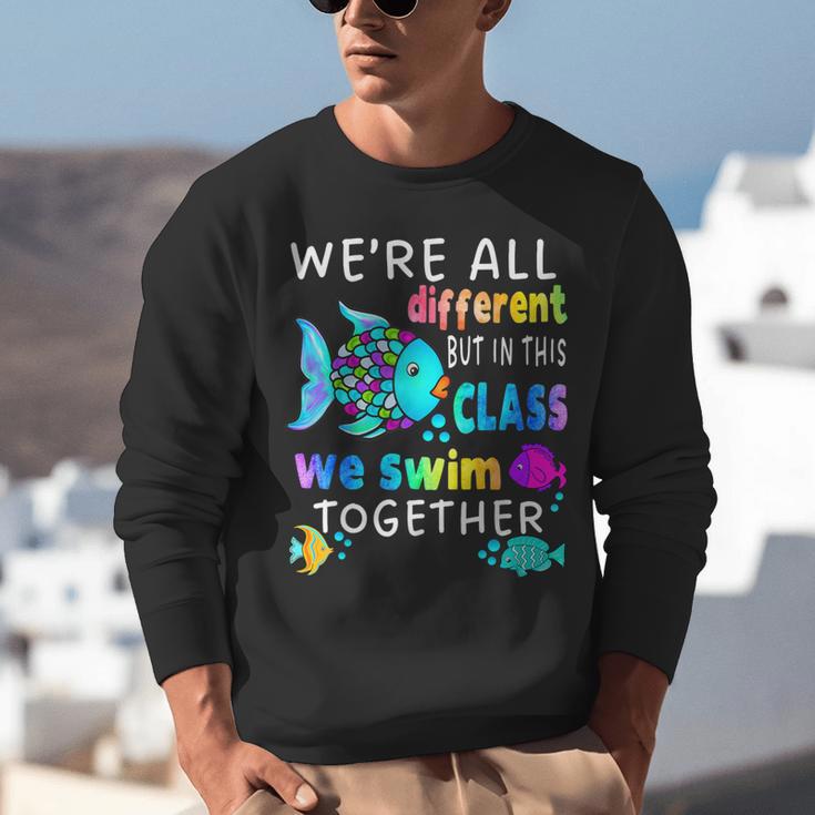 We'Re All Different But We Swim Together Elementary Teacher Unisex Sweatshirt, funny gift We'Re All Different But We Swim Together Elementary Teacher Unisex Sweatshirt, funny gift