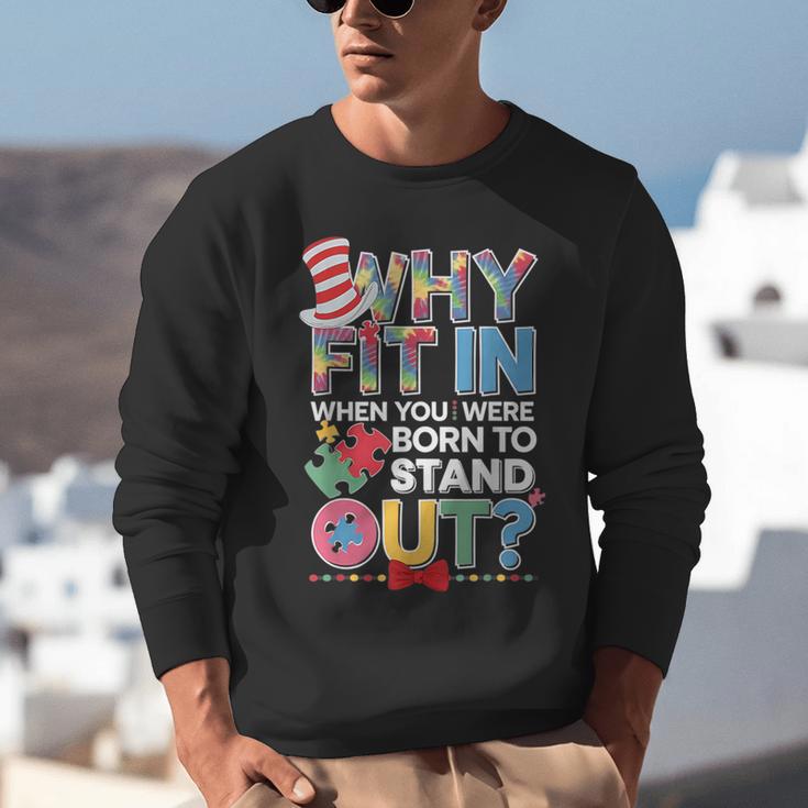 Why Fit In Doctor Teacher Cat In Hat Cool Autism Awareness Men Women Kids Unisex Sweatshirt, funny gift