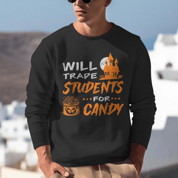 Will Trade Students For Candy Halloween Costume Teacher Unisex Sweatshirt, funny gift Will Trade Students For Candy Halloween Costume Teacher Unisex Sweatshirt, funny gift