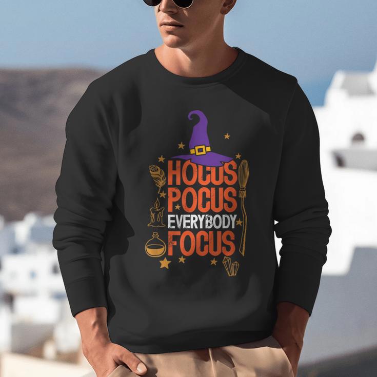 Witchy Halloween Hocus Pocus Everybody Focus Teacher Pumpkin Unisex Sweatshirt, funny gift
