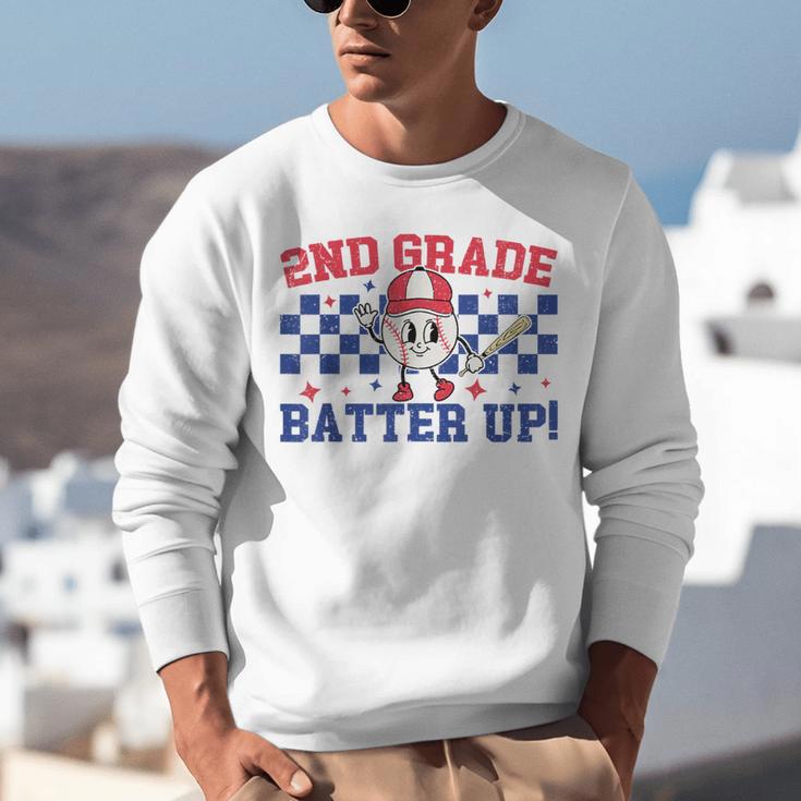 2nd Grade Batter Up Back To School Baseball Teacher Kids Unisex Sweatshirt, 2nd Grade Teacher Sweatshirts, funny gift