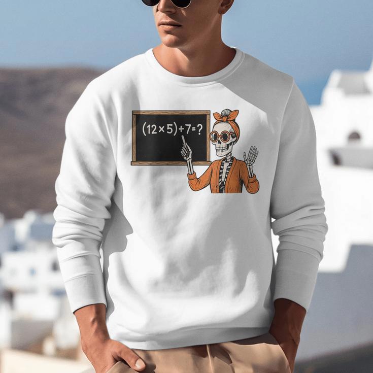 67 Teacher Halloween Skeleton Six Seven Meme Brainrot Math Unisex Sweatshirt, funny gift