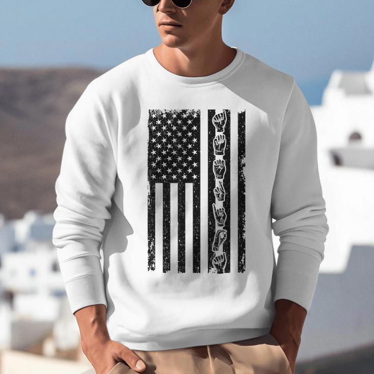 ASL Flag Sign Language Deaf ASL Teacher For Men Women Unisex Sweatshirt, funny gift ASL Flag Sign Language Deaf ASL Teacher For Men Women Unisex Sweatshirt, funny gift