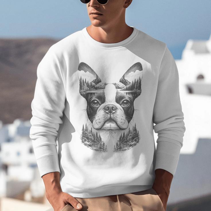 Boston Terrier Dog Bostie Nature Memorial Idea Men Women Unisex Sweatshirt, funny gift