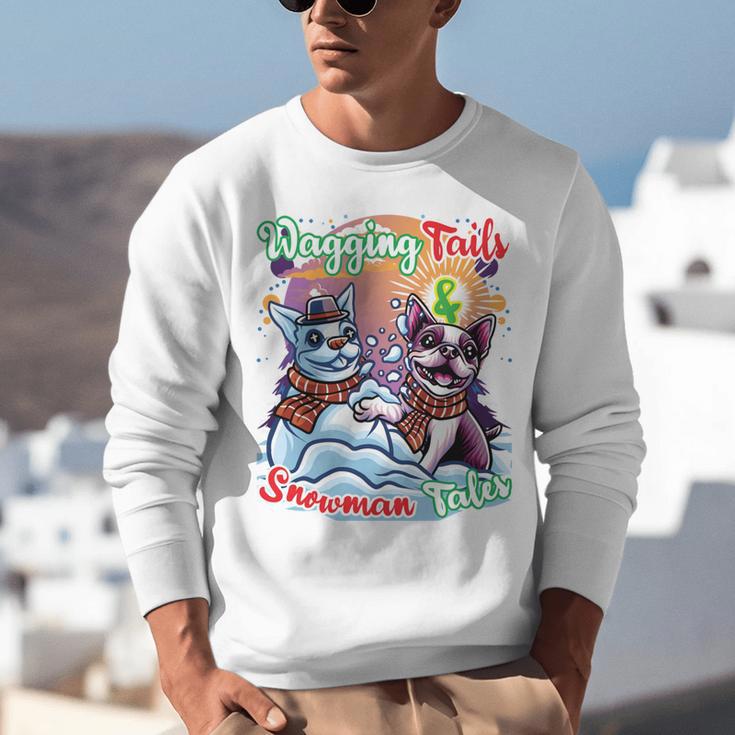 Boston Terrier Dog Christmas Snowman Winter Snow Unisex Sweatshirt, Boston Terrier Christmas Sweatshirts, funny gift
