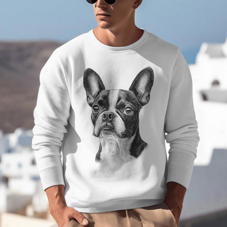 Boston Terrier Dog Motif Pet Illustration Boston Terrier For Men Women Kids Unisex Sweatshirt, funny gift