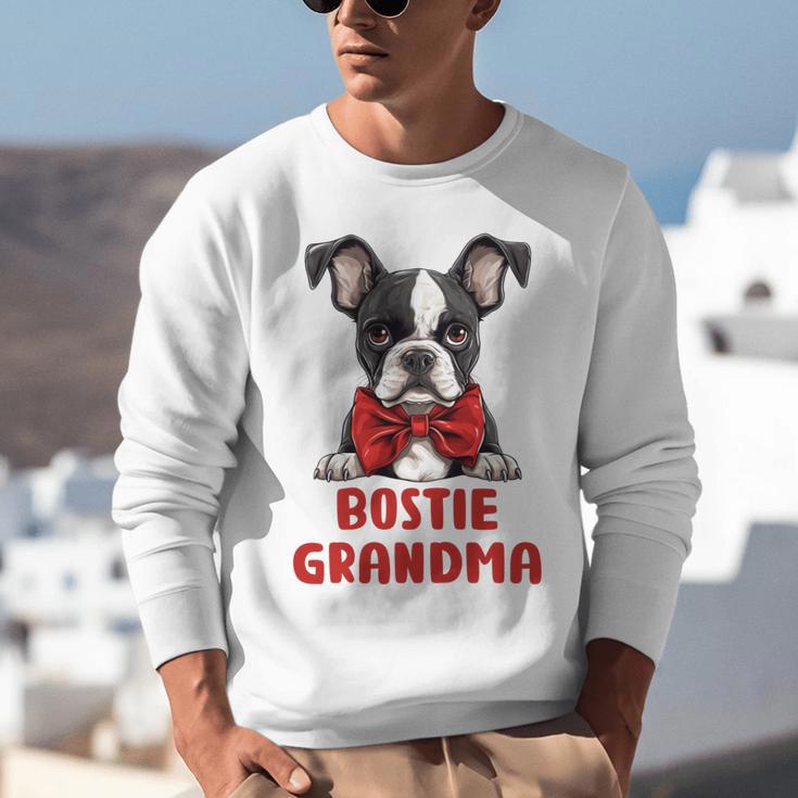 Boston Terrier Grandma Dog Lovers Puppy Bostie Owner Unisex Sweatshirt, funny gift