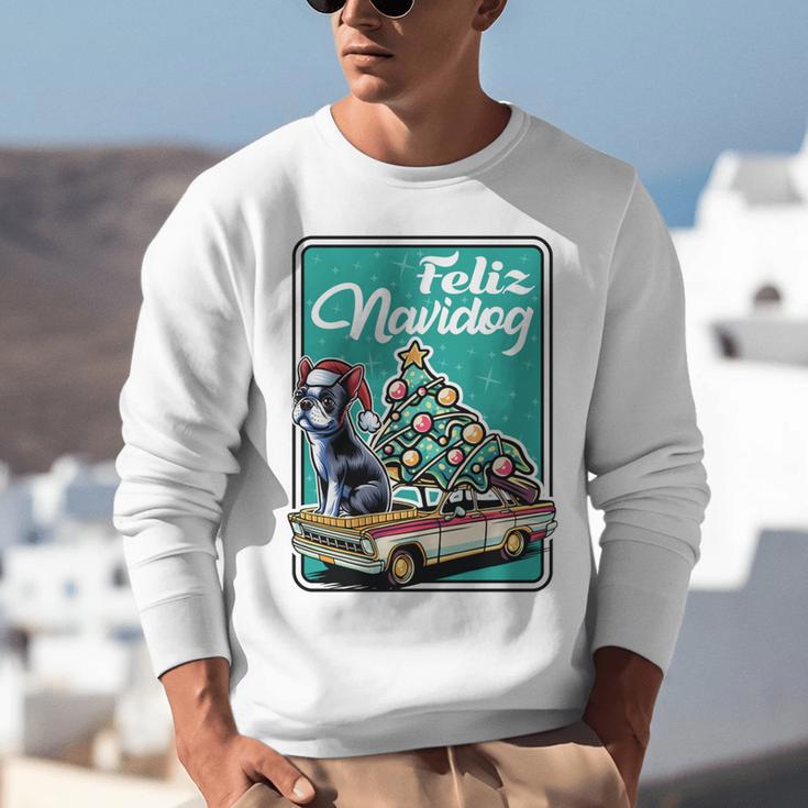 Boston Terrier Merry Christmas Tree Truck Dog X-Mas Unisex Sweatshirt, Boston Terrier Christmas Sweatshirts, funny gift