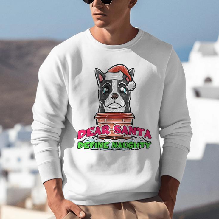Boston Terrier Santa Claus Christmas Dog Unisex Sweatshirt, Boston Terrier Christmas Sweatshirts, funny gift