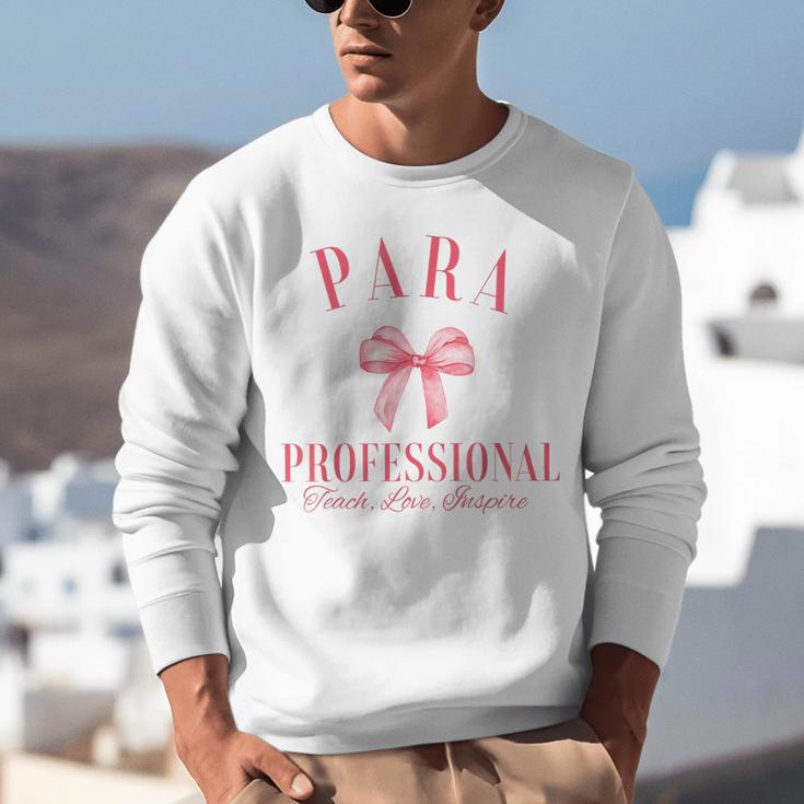 Coquette Bow Paraprofessional School Para Squad Teacher Aide Unisex Sweatshirt, funny gift Coquette Bow Paraprofessional School Para Squad Teacher Aide Unisex Sweatshirt, funny gift