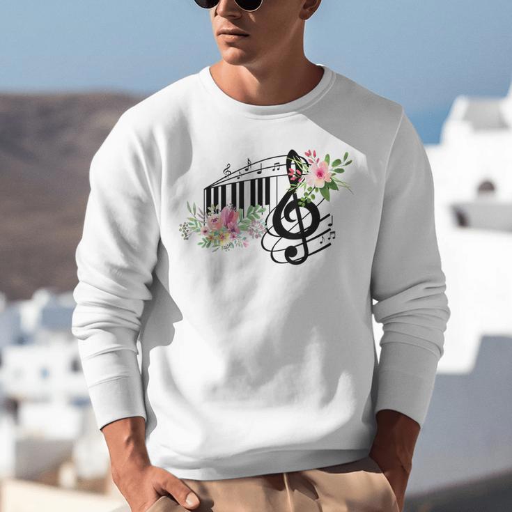 Cut Music Teacher Shirt With a Piano Keys Notes And Flowers Unisex Sweatshirt, funny gift Cut Music Teacher Shirt With a Piano Keys Notes And Flowers Unisex Sweatshirt, funny gift
