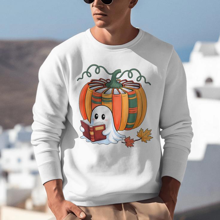 Fall Book Pumpkin Books Ghost Reading Halloween Teacher Unisex Sweatshirt, funny gift Fall Book Pumpkin Books Ghost Reading Halloween Teacher Unisex Sweatshirt, funny gift