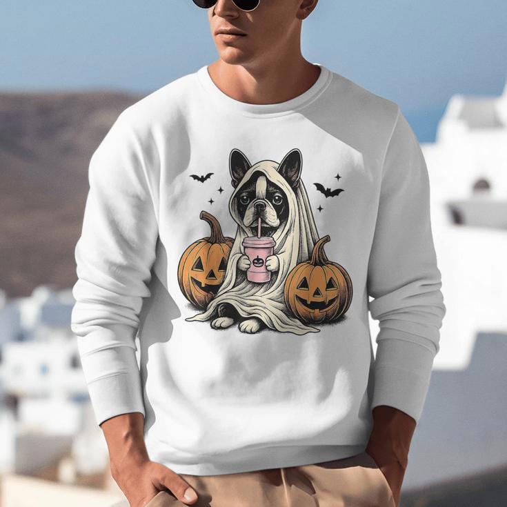 Halloween Boston Terrier Ghost Unisex Sweatshirt, Boston Terrier Ghost Sweatshirts, Boston Terrier Halloween Sweatshirts, funny gift