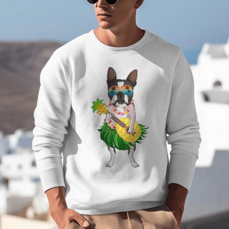 Hawaiian Boston Terrier Dog Pineapple Ukulele Summer For Men Women Girls Kids Unisex Sweatshirt, funny gift