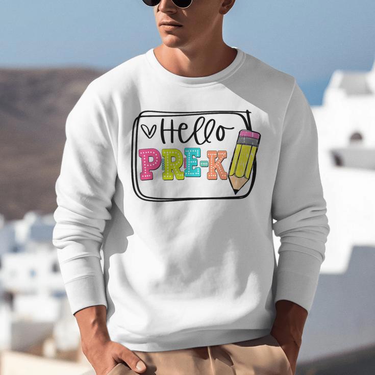 Hello Pre-K Team Preschool Teacher Kids Back To School Unisex Sweatshirt, funny gift Hello Pre-K Team Preschool Teacher Kids Back To School Unisex Sweatshirt, funny gift